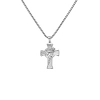 Collier en gros en acier inoxydable avec pendentif croix, plaqué or 18 carats, cadeau religieux Jésus