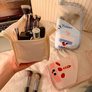 Cute Makeup Brush Storage Bag Stand Up Style Large Capacity Portable Travel Case For Women Cosmetic Organizer With Lipstick And - Product Image 1