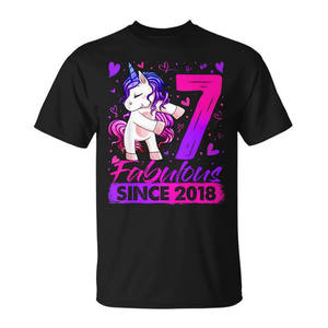 Camiseta de unicornio para niñas de 7 años, regalo para fiesta de cumpleaños número 7, talla mediana - Product Image 3