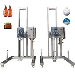 Stainless Steel Movable Electric Pneumatic Lifting High Shear Mixer Cosmetic Cream Homogenizing Emulsifying Mixing Machine