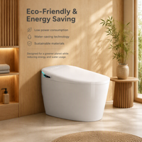 WC intelligent avec bidet intégré en céramique, siège chauffant, chasse d'eau automatique, sécheur d'air et télécommande