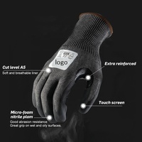 Gants de travail anti-coupure A5, calibre 13, avec doublure en acier HPPE, revêtement en mousse de nitrile, pour la protection des travailleurs, la coupe industrielle et les travaux en tissu.