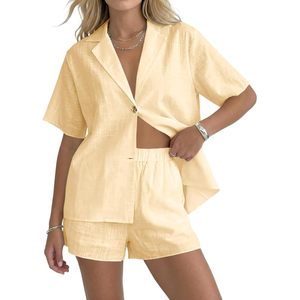 Fisoew Womens <b>Linen</b> 2 Piece <b>Set</b> Short Sleeve Blazer Shorts Summer Casual Beach Vacation Outfits Breathable Matching <b>Sets</b> - Product Image 1