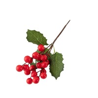 30cm/21cm Kunstmatige Bessen van Kunststof, met Stekelige Bladeren, Rood Fruit voor Kerstmis, Halloween en Huisdecoratie