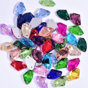 OLeeya Factory Wholesale Large Axe Gemstones Shaped Glass Sewing Strass Galactic Flat Back Sew on Rhinestones for Dance Dresses - Product Image 2