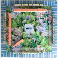 Meja Mahjong 4 Pemain Terbaru Model Modern Mewah Desain Artistik Bunga Hydrangea Anti Selip Lipat Bahan Kain Mikrofiber untuk Hiburan