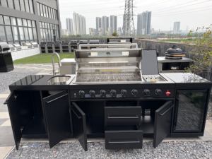 Isla de Barbacoa Modular de Lujo con Quemadores de Gas y Carbón de Alto Rendimiento, Acero Inoxidable SS304 con Recubrimiento en Polvo, Comercial para Exteriores y Fiestas - Product Image 2