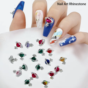 5 uds caja 3D Metal planeta decoración de uñas Multicolor diamante incrustado arte diseño planeta uñas arte diamantes de imitación al por mayor - Product Image 1