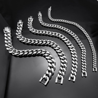 Bijoux de mode, chaîne cubaine en acier inoxydable 316L plaqué noir, résistante à l'eau, chaîne cubaine Miami pour hommes, chaîne à maillons cubains, collier hip hop