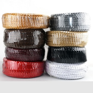 Marron/<span class=keywords><strong>Noir</strong></span>/Blanc/Rouge Vin Torsadé Satin Sheen <span class=keywords><strong>Tissu</strong></span> Éclairage Fil Électrique Câble 0.75mm * 2 Core Coton Textile Lampe Cordon - Product Image 1