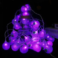 Lumières LED de type œil pour Halloween de qualité commerciale, 2700K blanc chaud, construction en PVC et cuivre, yeux violets et verts, accessoires lumineux, intensité réglable