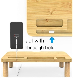 ขาตั้งมอนิเตอร์ไม้ไผ่แบบปรับความสูงได้และที่จัดเก็บของ - Product Image 6