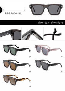 Lunettes <span class=keywords><strong>de</strong></span> <span class=keywords><strong>soleil</strong></span> <span class=keywords><strong>de</strong></span> luxe 2026 pour femmes, personnalisables avec logo, monture carrée noire, en acétate polarisé pour hommes, à prix abordable - Product Image 2