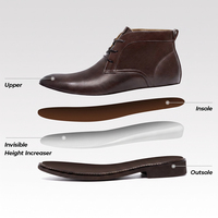 Sepatu Boots Kulit Sapi Pria untuk Bisnis, Formal, Kantor, dan Pernikahan, Penambah Tinggi 7cm, Grosir Pabrik