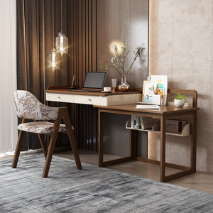 Escritorio de computadora moderno en forma de L de SENYU, de madera, con cajones y estantería para estación de trabajo en el hogar/oficina. - Product Image 3