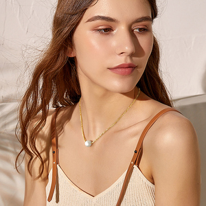 RINNTIN-collar de perlas de agua dulce de Plata de Ley 925, chapadas en oro de 14K collar de perlas, joyería Original GPN36 - Product Image 4