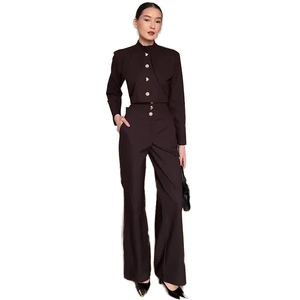 Y126 Luxury Polyester Breathable Slim Fit Ankle-Length Abaya Jacket Irregular Casual Pants 2-Piece Matching Set Elegant Women's - Product Image 1