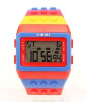 10 pcs/lot unisexe arc-en-ciel hommes femmes en plastique grande montre numérique bonbons nuit éclairer étudiants étanche alarme Bracelet montres