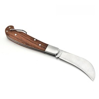 Diy Multi-Functionele Camping Tools Rvs Gevouwen Fruit Mes Houten Handvat Aanpasbaar Oem Champignonmes Voor Buiten