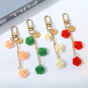 Fashionable Resin Rose <b>Tassel</b> Keychain Sweet Girl Earphone Set Bag Pendant Valentine's Day Gift - Product Image 1