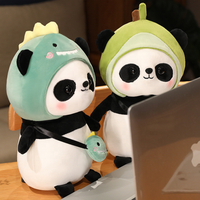 Peluche Panda Mignonne, Douce et Moelleuse, avec Couvercles de Tête Lapin, Dinosaure, Licorne, Tournesol, Vente en Gros, Peluche Personnalisée