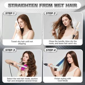Lisseur de <span class=keywords><strong>cheveux</strong></span> électrique portable multi-style 2 en 1, <span class=keywords><strong>fer</strong></span> plat humide/sec <span class=keywords><strong>avec</strong></span> flux d'air, sèche-<span class=keywords><strong>cheveux</strong></span>, styler pour <span class=keywords><strong>les</strong></span> boucles de <span class=keywords><strong>cheveux</strong></span> - Product Image 4