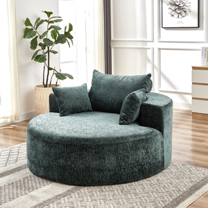 Vacuum Heat-Sealed Pack Circular Dual Dark Teal Thick Chenille Upholstered <b>Inflatable</b> Sectional Pillow Back Armless Eco-Friendly - Product Image 4