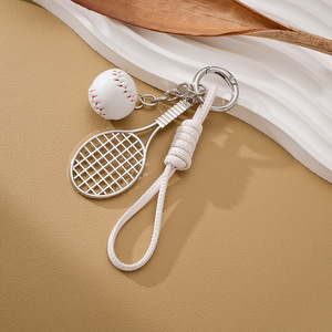 Porte-clés en métal en forme de raquette de tennis, <span class=keywords><strong>mini</strong></span> porte-clés en cuir PU avec balle de tennis, breloque de sac, pendentif de sac à dos, accessoire pour les amateurs de sport - Product Image 5