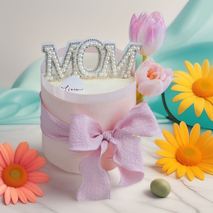 Décoration de gâteau d'anniversaire pour <span class=keywords><strong>maman</strong></span>, célébrité d'Internet, magnifique perle MOM, déesse avec ornement de nœud en diamant - Product Image 3