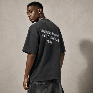 Men's 100% Pure Cotton Knitted 220 Grams Street-Style Loose-Fitting <strong>Vintage</strong> Faded Eco-Friendly <strong>T</strong>-<strong>Shirt</strong> Digital Print Character - Product Image 2