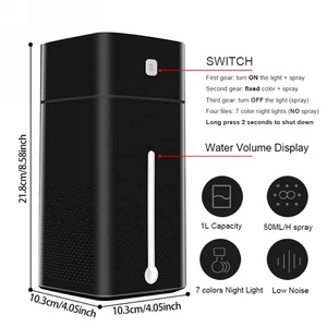<span class=keywords><strong>1L</strong></span> Humidifier Kapasitas Besar Warna-warni Malam Lampu USB Kantor Pembersih Listrik Negatif Ion Filter Mist Sprayer Aroma Diffuser - Product Image 6