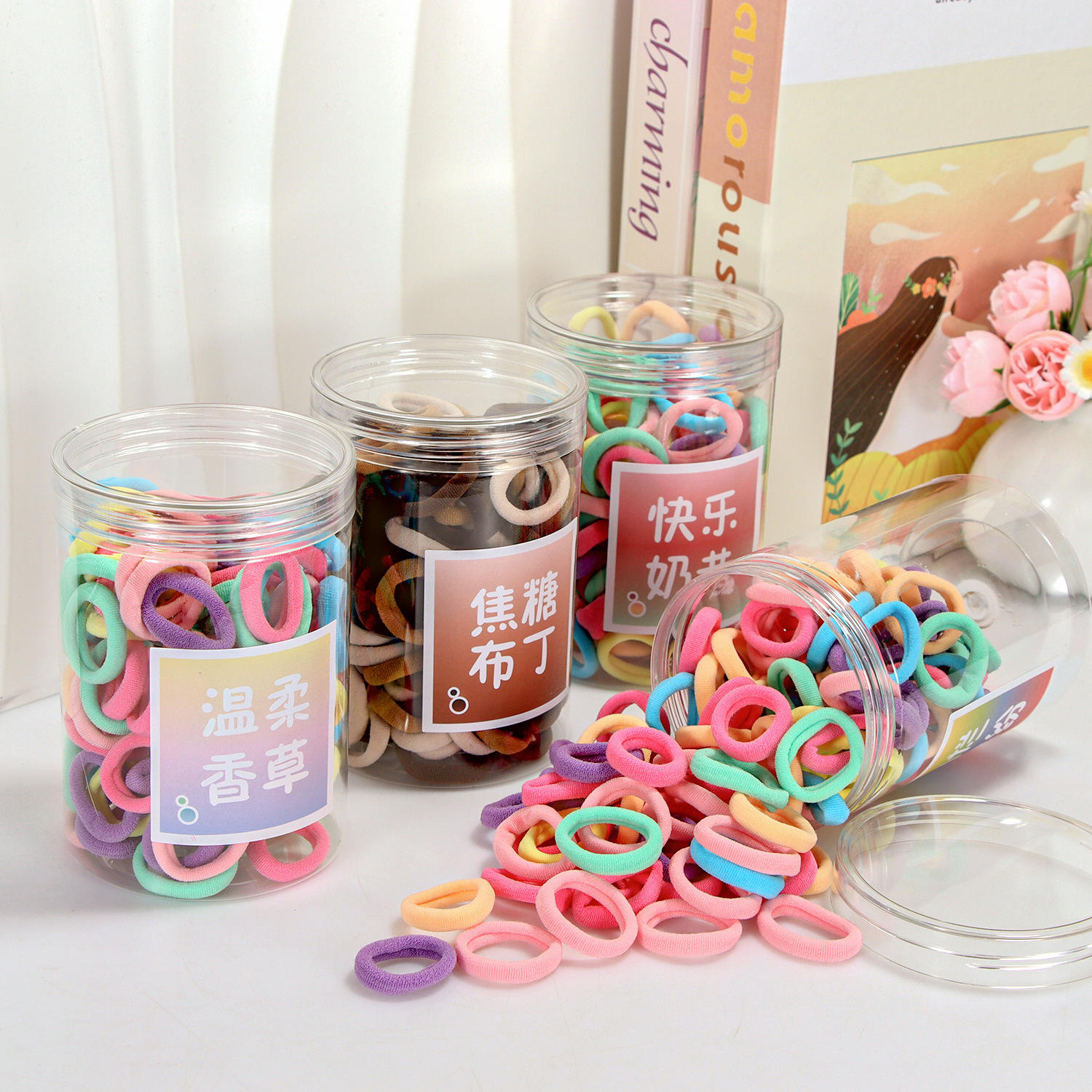 ถังใส่ผ้าขนหนูพร้อมที่แขวนป้ายข้อความสีสันสดใส1ถัง