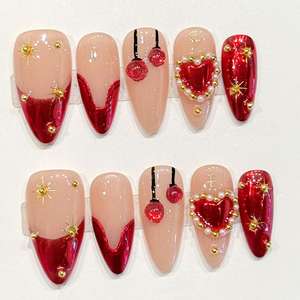 <span class=keywords><strong>Uñas</strong></span> Postizas <span class=keywords><strong>de</strong></span> Gel Hechas a Mano <span class=keywords><strong>de</strong></span> Lujo, <span class=keywords><strong>Uñas</strong></span> con Pedrería, Cuadradas, Brillantes, con Flores 3D, <span class=keywords><strong>Uñas</strong></span> Artificiales para Manicura - Product Image 2