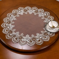 Nappe double couche en dentelle de style américain, usage domestique, anti-poussière, motif géométrique, écologique, pour table à manger haut de gamme