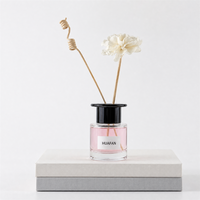 Bouteille diffuseur en verre transparent 50 ml, best-seller, vide, pour bâtonnets en rotin, avec impression sérigraphique personnalisée et marquage à chaud
