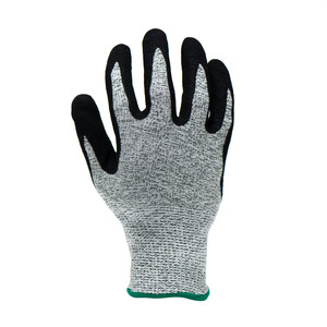 Hot bán chống cắt cấp 5 HPPE Shell với Sandy Nitrile Palm nhúng tay bảo vệ an toàn găng tay - Product Image 4