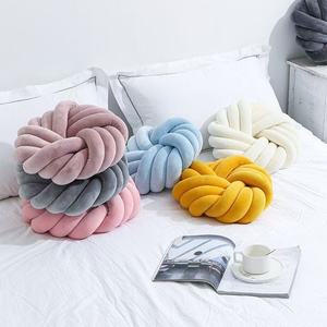 Nordic INS Style Handmade Three-Strand Rope Braided <strong>Round</strong> <strong>Cushion</strong> Sofa Back and Seat Pillow Plush PP Cotton - Product Image 2