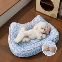 Lit pour animaux de compagnie avec oreilles de chat mignonnes et nœud papillon, imperméable, anti-adhérent aux poils, canapé-lit pour chien et chat, tapis de couchage pour petits animaux