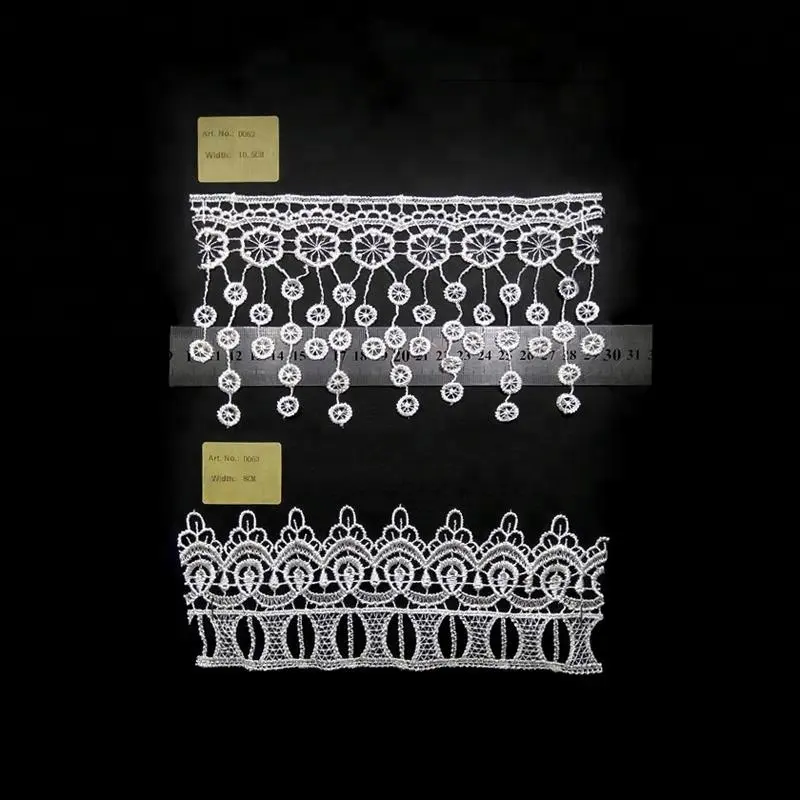 Garniture en dentelle à franges festonnée pour robe de mariée, tissu Polyester de haute qualité, personnalisé en usine, 12 ans