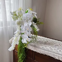 Bouquet de mariée en forme de goutte d'eau, fait main, avec orchidées, papillons, fougères d'asperges, pour séances photo de mariage et en studio - Vente en gros