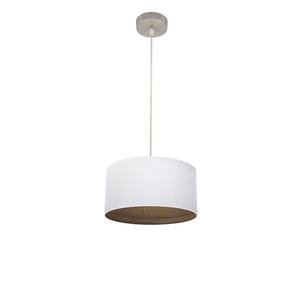 Lampada a sospensione E27 nichel/bianco, legno scuro, dimensioni 30x30 cm - ideale per illuminare e decorare spazi interni. - Product Image 1