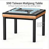 Table de Mahjong automatique S90 style taïwanais à 4 sorties, table de jeu carrée 2-en-1 Mahjong et repas pour usage domestique