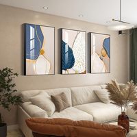 Lot de 3 tableaux décoratifs modernes et simples pour salon, peintures murales créatives pour fond de canapé, peintures en porcelaine cristalline assorties