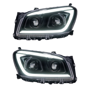مجموعة مصابيح أمامية <span class=keywords><strong>LED</strong></span> كاملة لسيارة تويوتا RAV4 موديلات 2009-2012، عدسة إسقاط مزدوجة الشعاع عالية السطوع، سهلة التركيب والاستبدال - Product Image 1