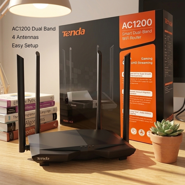 Tenda AC1200 Dual Band WiFi Router 2.4GHz 5GHz Wireless Router 4 Antennas High Power Home Network Router 802.11ac Easy Mesh AC6