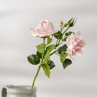 Lot de 3 têtes de roses artificielles Lyon, toucher réel, faites à la main, écologiques, pour arrangements floraux DIY, Fête des Mères, Pâques