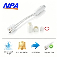 Divisor PoE de Plástico Impermeable de 48V a 12V 2A 15W IEEE 802.3af/at Dual PD 12/36 o 45/78 DC 5.5x2.1mm QoS para Cámaras IP CCTV