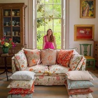 VONLIVA Amerikanischer Landhausstil Vintage Pfingstrosen Blumen-Ölgemälde Japanischer Abnehmbarer Waschbarer Blumenstoff Französisches Ländliches Sofa