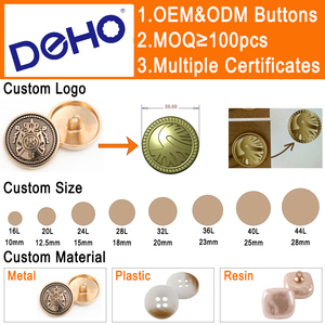 Bottoni in Lega di Ottone Personalizzati Oeko-Tex 12mm/20mm, Logo Inciso in Metallo Dorato, Lavabili e Senza Nichel per Cappotti - Product Image 2