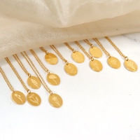 Collier ovale floral en or hypoallergénique en acier inoxydable imperméable pour femmes, bijoux minimalistes tendance